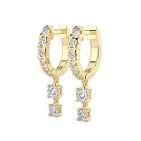 Earring Drop Huggies with Natural Diamonds 0.55cts Total Weight