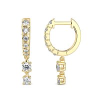 Earring Drop Huggies with Natural Diamonds 0.55cts Total Weight
