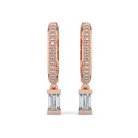 Earring Drop Huggies with Natural Diamonds 0.40cts Total Weight