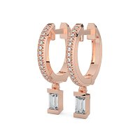 Earring Drop Huggies with Natural Diamonds 0.40cts Total Weight