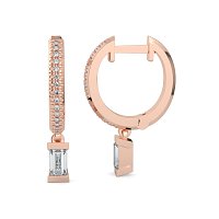 Earring Drop Huggies with Natural Diamonds 0.40cts Total Weight