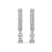 Earring Drop Huggies with Natural Diamonds 0.40cts Total Weight