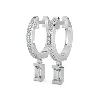 Earring Drop Huggies with Natural Diamonds 0.40cts Total Weight
