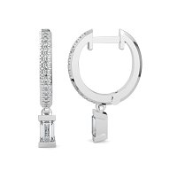 Earring Drop Huggies with Natural Diamonds 0.40cts Total Weight