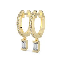 Earring Drop Huggies with Natural Diamonds 0.40cts Total Weight