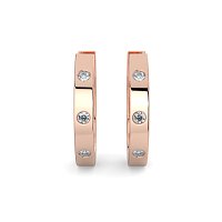 Earring Huggies with Rub Over Natural Diamonds 0.06cts Total Weight