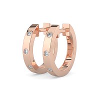 Earring Huggies with Rub Over Natural Diamonds 0.06cts Total Weight