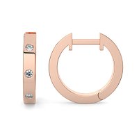 Earring Huggies with Rub Over Natural Diamonds 0.06cts Total Weight