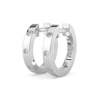 Earring Huggies with Rub Over Natural Diamonds 0.06cts Total Weight
