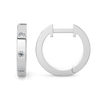 Earring Huggies with Rub Over Natural Diamonds 0.06cts Total Weight