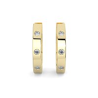 Earring Huggies with Rub Over Natural Diamonds 0.06cts Total Weight