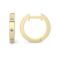 Earring Huggies with Rub Over Natural Diamonds 0.06cts Total Weight