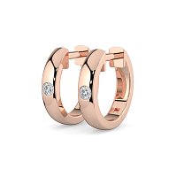 Earring Huggies with Rub Over Natural Diamonds 0.06cts Total Weight