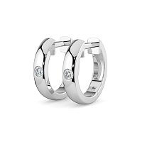 Earring Huggies with Rub Over Natural Diamonds 0.06cts Total Weight