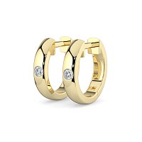 Earring Huggies with Rub Over Natural Diamonds 0.06cts Total Weight