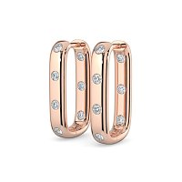 Earring Huggies with Rub Over Natural Diamonds 0.42cts Total Weight