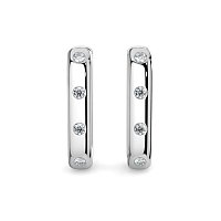 Earring Huggies with Rub Over Natural Diamonds 0.42cts Total Weight