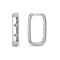 Earring Huggies with Rub Over Natural Diamonds 0.42cts Total Weight