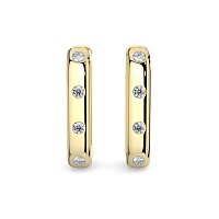 Earring Huggies with Rub Over Natural Diamonds 0.42cts Total Weight