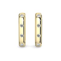 Earring Huggies with Rub Over Natural Diamonds 0.42cts Total Weight