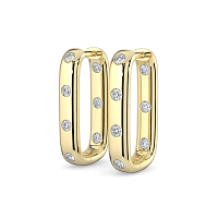 Earring Huggies with Rub Over Natural Diamonds 0.42cts Total Weight