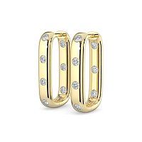 Earring Huggies with Rub Over Natural Diamonds 0.42cts Total Weight
