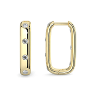 Earring Huggies with Rub Over Natural Diamonds 0.42cts Total Weight