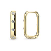 Earring Huggies with Rub Over Natural Diamonds 0.42cts Total Weight