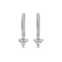 Earring Huggies with Round Natural Diamonds 0.25cts Total Weight