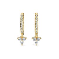 Earring Huggies with Round Natural Diamonds 0.25cts Total Weight