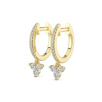 Earring Huggies with Round Natural Diamonds 0.25cts Total Weight