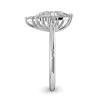 Cathedral 3 Claws with Half Halo of Round and Pear Diamonds