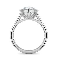 Cathedral 3 Claws with Half Halo of Round and Pear Diamonds