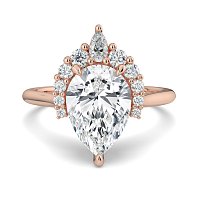 Cathedral 3 Claws with Half Halo of Round and Pear Diamonds