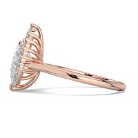 Cathedral 3 Claws with Half Halo of Round and Pear Diamonds