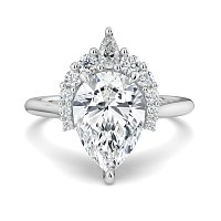Cathedral 3 Claws with Half Halo of Round and Pear Diamonds
