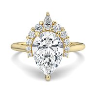Cathedral 3 Claws with Half Halo of Round and Pear Diamonds