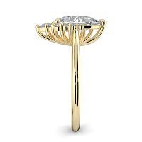 Cathedral 3 Claws with Half Halo of Round and Pear Diamonds