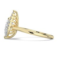 Cathedral 3 Claws with Half Halo of Round and Pear Diamonds