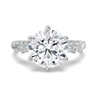 Cathedral 6 Claws with Emerald Diamonds on Band