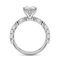 Cara 4 Claws with Emerald and Round Diamonds on Band