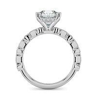 Cara 4 Claws with Emerald and Round Diamonds on Band