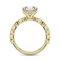 Cara 4 Claws with Emerald and Round Diamonds on Band