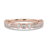 Cara Wedding Ring with Emerald and Round Diamonds on Band