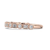 Cara Wedding Ring with Emerald and Round Diamonds on Band