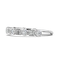 Cara Wedding Ring with Emerald and Round Diamonds on Band