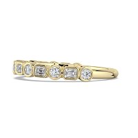 Cara Wedding Ring with Emerald and Round Diamonds on Band