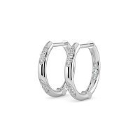 Earring Huggies with Total 0.18cts Lab-Grown Round Diamonds
