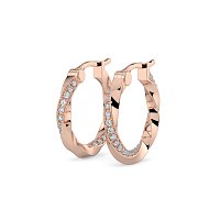 Earring Huggies with Swirling Lab-grown Diamonds