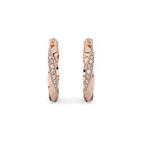 Earring Huggies with Swirling Lab-grown Diamonds